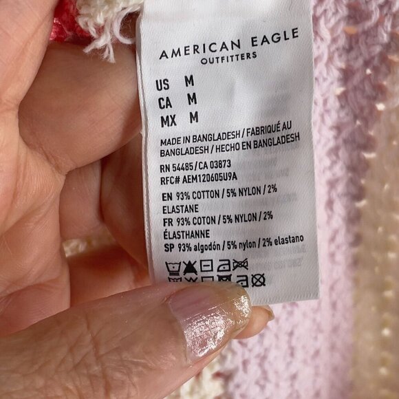 NWT American Eagle Crochet Striped Tube Top Long Sleeve Cardigan Sweater Set M - Picture 8 of 9